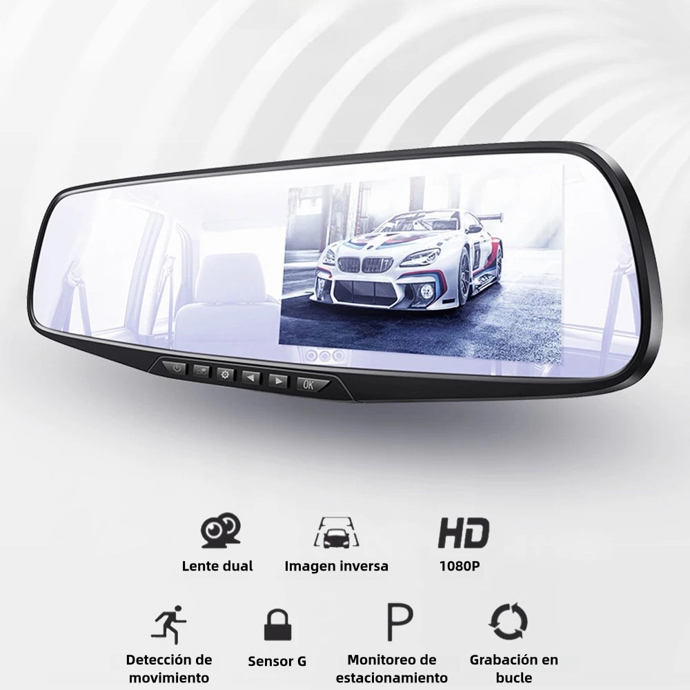 🚘 Retrovisor con Cámara Frontal y Retro (30% OFF) 👀