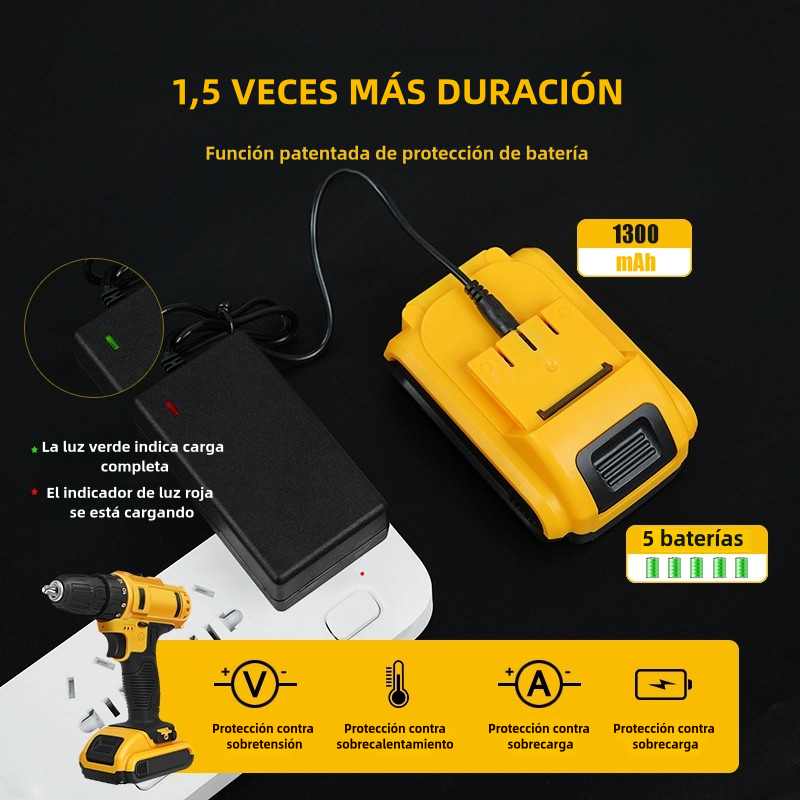 🧰 Taladro Inalámbrico 2 Baterias 98V (30% OFF) 🔩