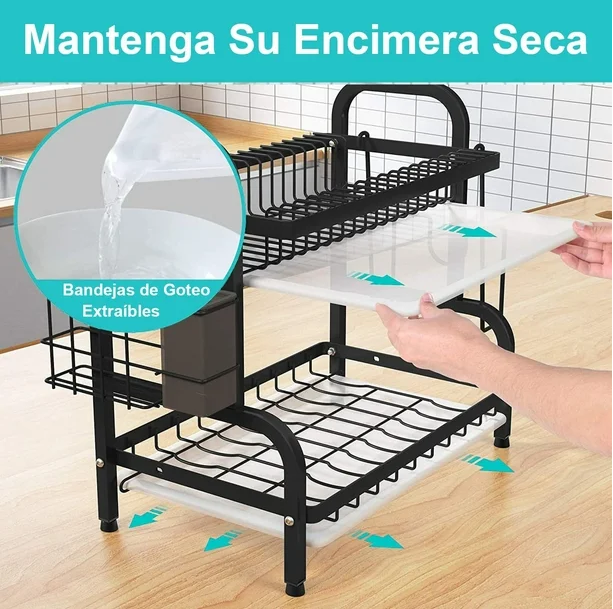 Secaplatos Inoxidable de 2 Niveles – Orden y espacio extra en tu cocina sin esfuerzo