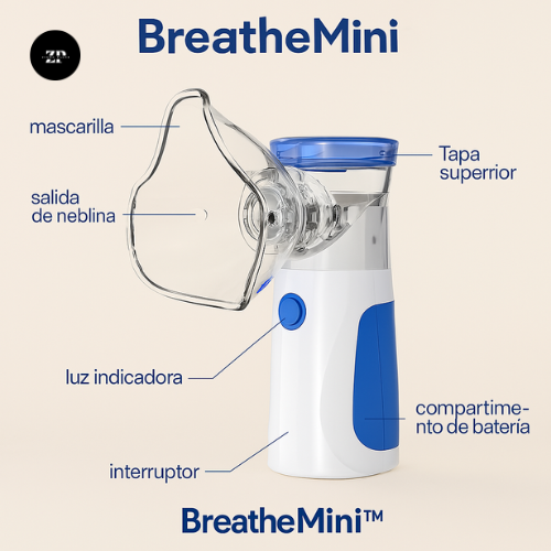 BreatheMini™ – Nebulizador Portátil Silencioso para Niños y Adultos (30% OFF)