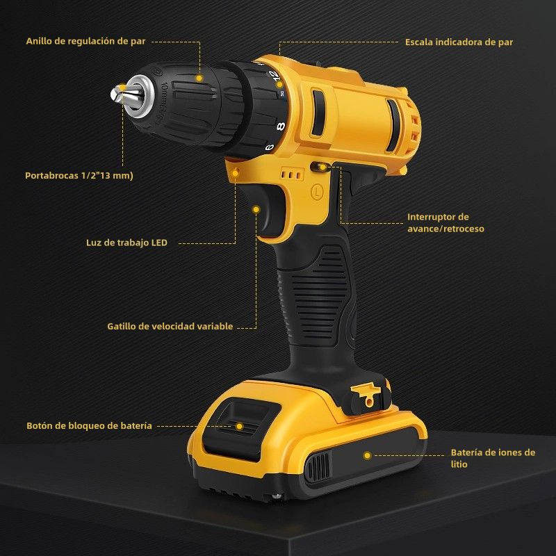 🧰 Taladro Inalámbrico 2 Baterias 98V (30% OFF) 🔩