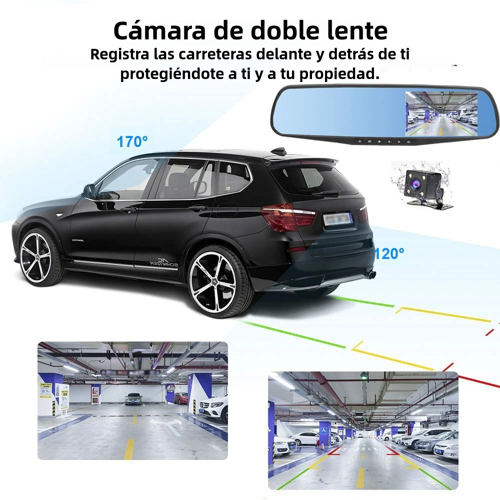 🚘 Retrovisor con Cámara Frontal y Retro (30% OFF) 👀