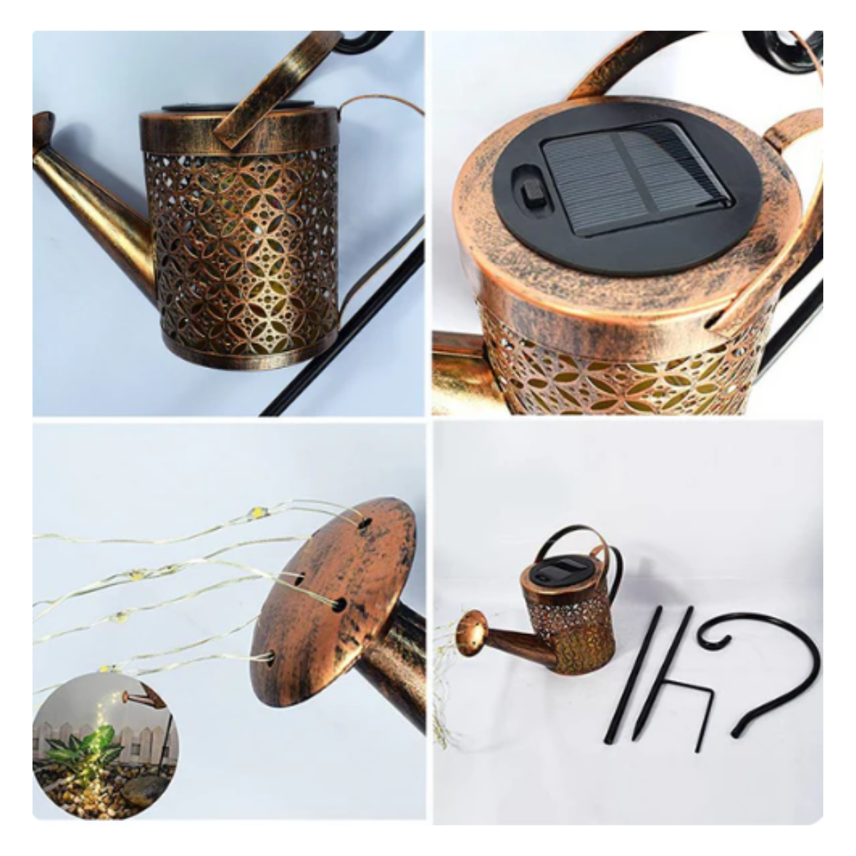 Iluminá tu jardín sin esfuerzo – Luces Solares Decorativas con diseño de regadera y flores eternas