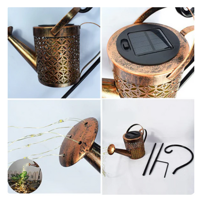 Iluminá tu jardín sin esfuerzo – Luces Solares Decorativas con diseño de regadera y flores eternas