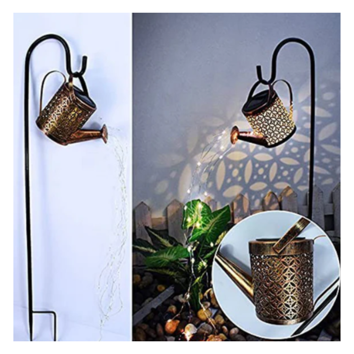 Iluminá tu jardín sin esfuerzo – Luces Solares Decorativas con diseño de regadera y flores eternas