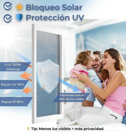 1 Rollo Vinil Adhesivo Anti-UV 60cm x 5m – Reduce el calor y ganá privacidad en minutos