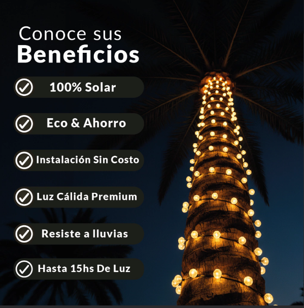 Guirnalda Solar Esférica de 3 metros PAGA UNA Y TE LLEVAS 2 GRATIS