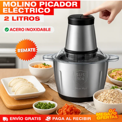 Picadora Eléctrica de Acero Inoxidable – Ahorra tiempo en la cocina + Recetas GRATIS