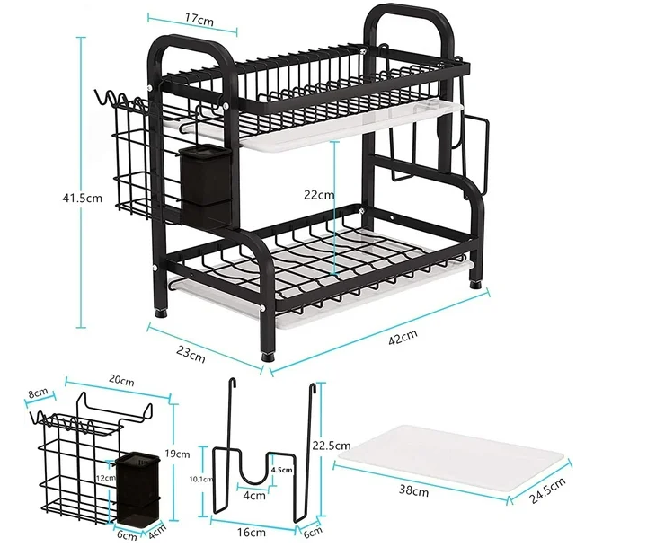 Secaplatos Inoxidable de 2 Niveles – Orden y espacio extra en tu cocina sin esfuerzo
