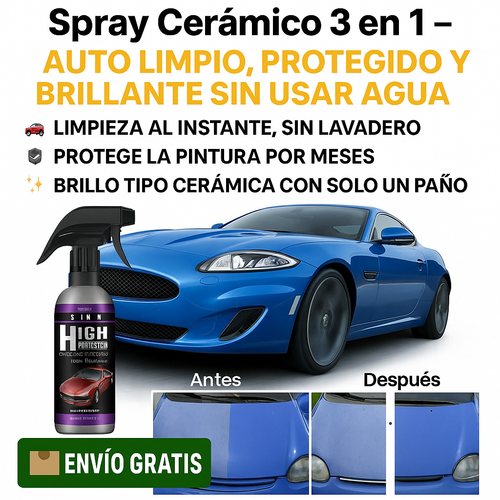 Spray Cerámico 3 en 1 – Auto limpio, protegido y brillante sin usar agua