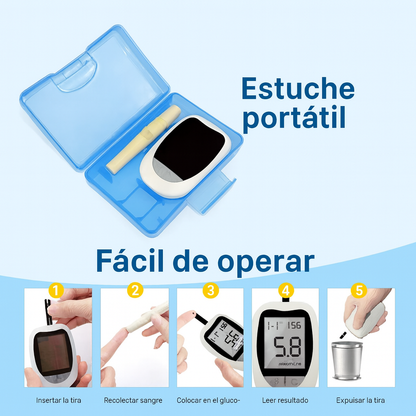 GlucoKit™ – Glucómetro digital + Lancetas + 50 Tiras GRATIS