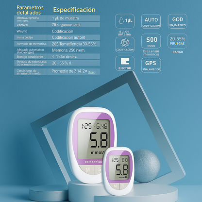 GlucoKit™ – Glucómetro digital + Lancetas + 50 Tiras GRATIS