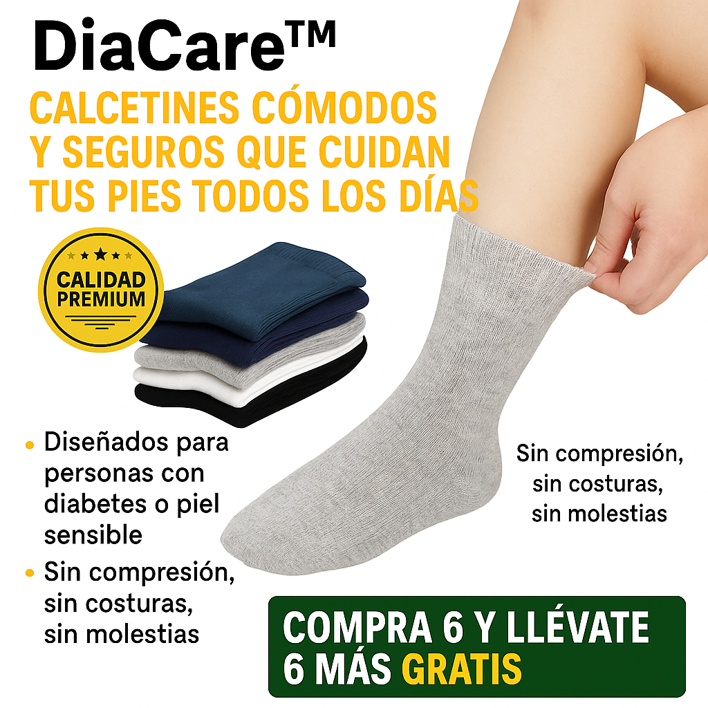 DiaCare™ – Calcetines para diabeticos ¡Compra 6 y llevate 6 más GRATIS!