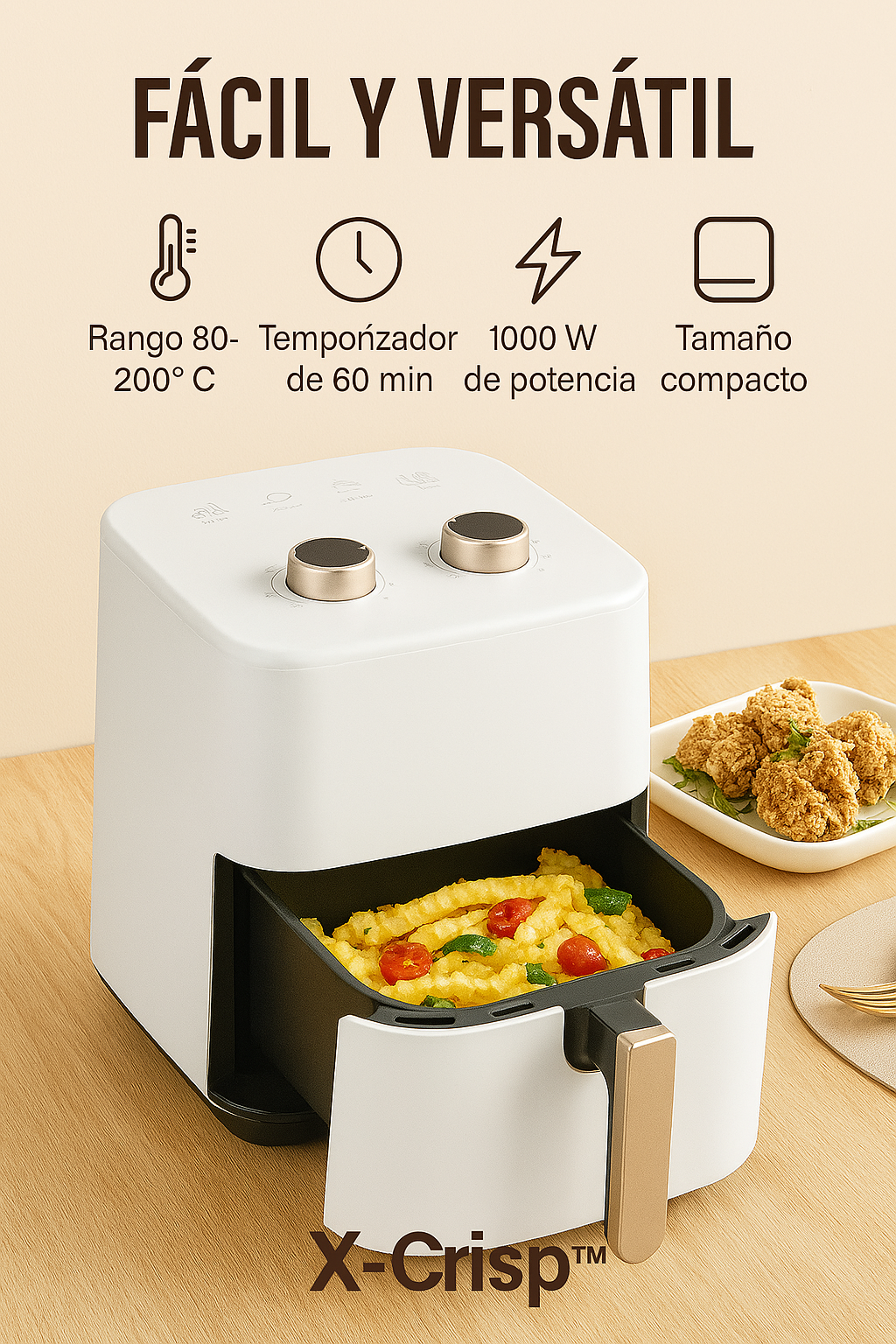 X-Crisp™ – Freidora de Aire Inteligente 5.5 Litros + PDF 100 Recetas
