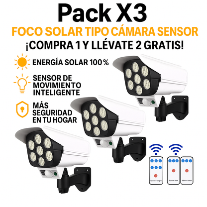 Pack X3 Foco Solar Tipo Cámara Sensor – ¡Compra 1 y llévate 2 MAS GRATIS!