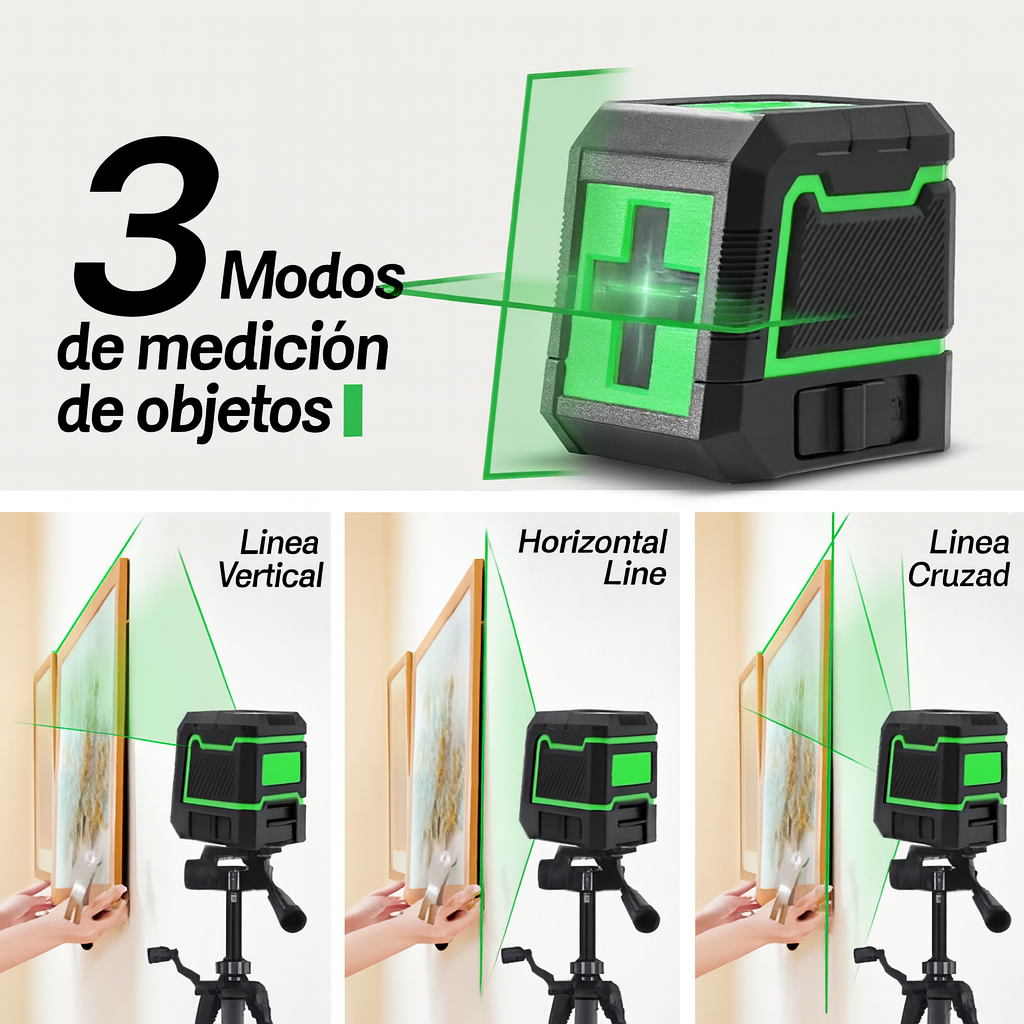 LevelPro™ – Nivel láser portátil 2 líneas, precisión profesional al instante