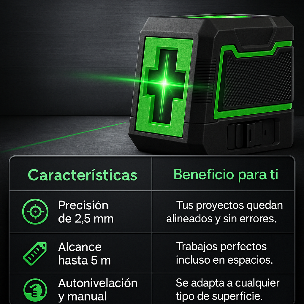 LevelPro™ – Nivel láser portátil 2 líneas, precisión profesional al instante