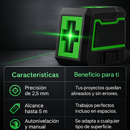 LevelPro™ – Nivel láser portátil 2 líneas, precisión profesional al instante