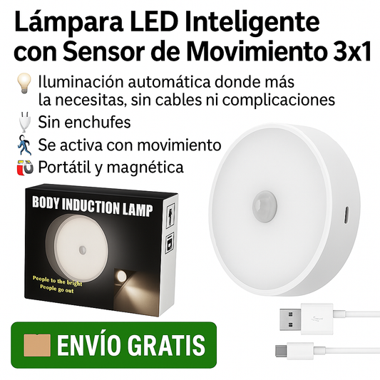 Lámpara LED Inteligente con Sensor de Movimiento 3X1