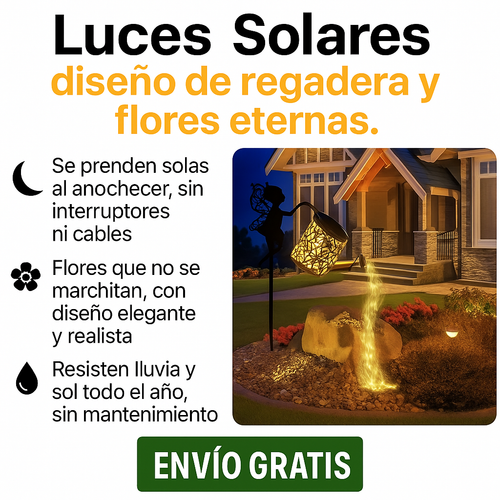 Iluminá tu jardín sin esfuerzo – Luces Solares Decorativas con diseño de regadera y flores eternas