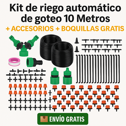 Kit de Riego Automático 10M + Accesorios ¡Con Boquillas GRATIS!