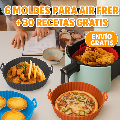 6 Moldes para Air Fryer + 30 Recetas GRATIS – Cocina fácil