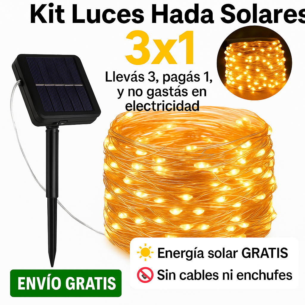 Kit Luces Hada Solares 3x1 – Llevás 3, pagás 1, y no gastás en electricidad