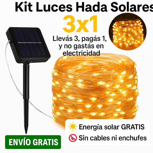Kit Luces Hada Solares 3x1 – Llevás 3, pagás 1, y no gastás en electricidad