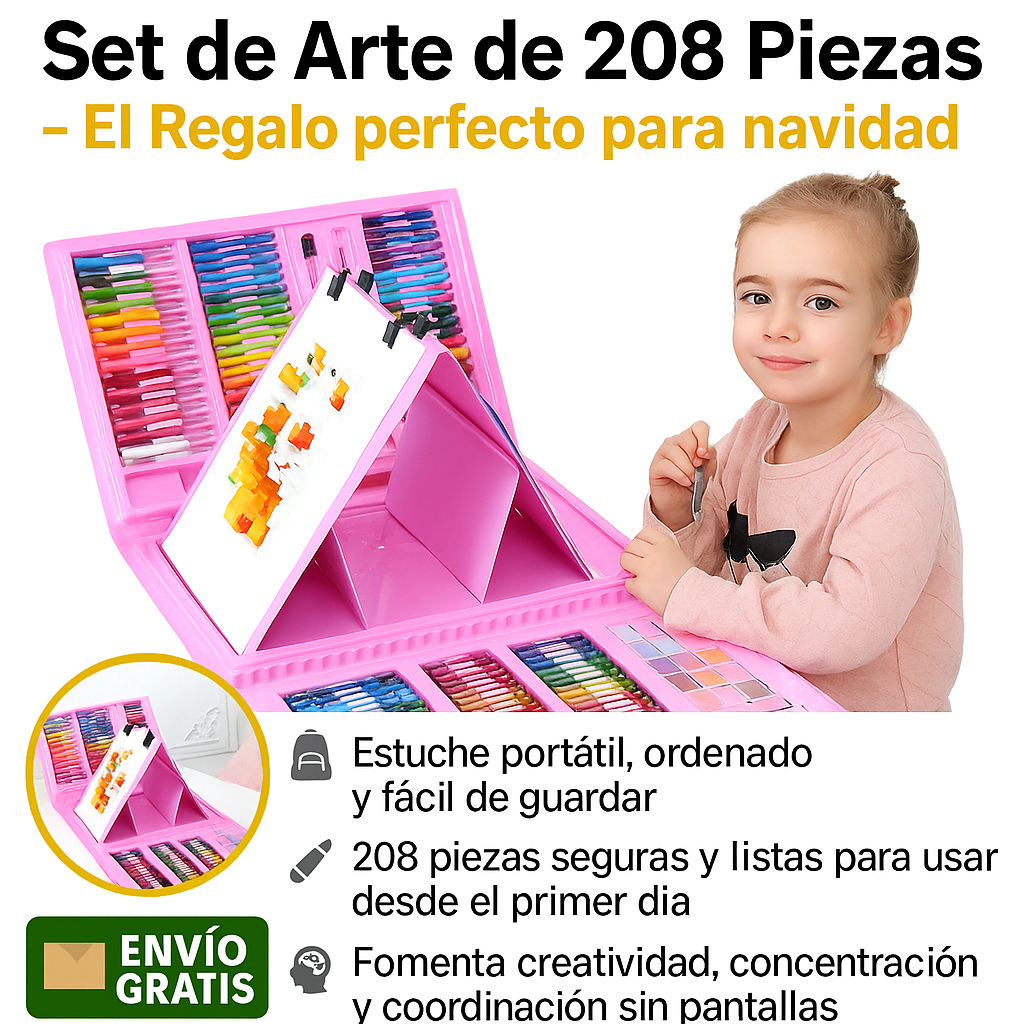 Set de Arte de 150 Piezas + 58 Piezas GRATIS!  – El regalo perfecto para esta navidad