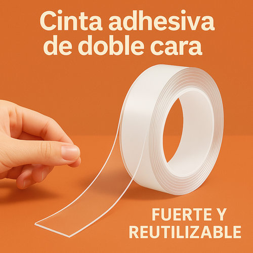 Cinta Doble Contacto Reutilizable™ – 2x1 Súper Adherente y Lavable
