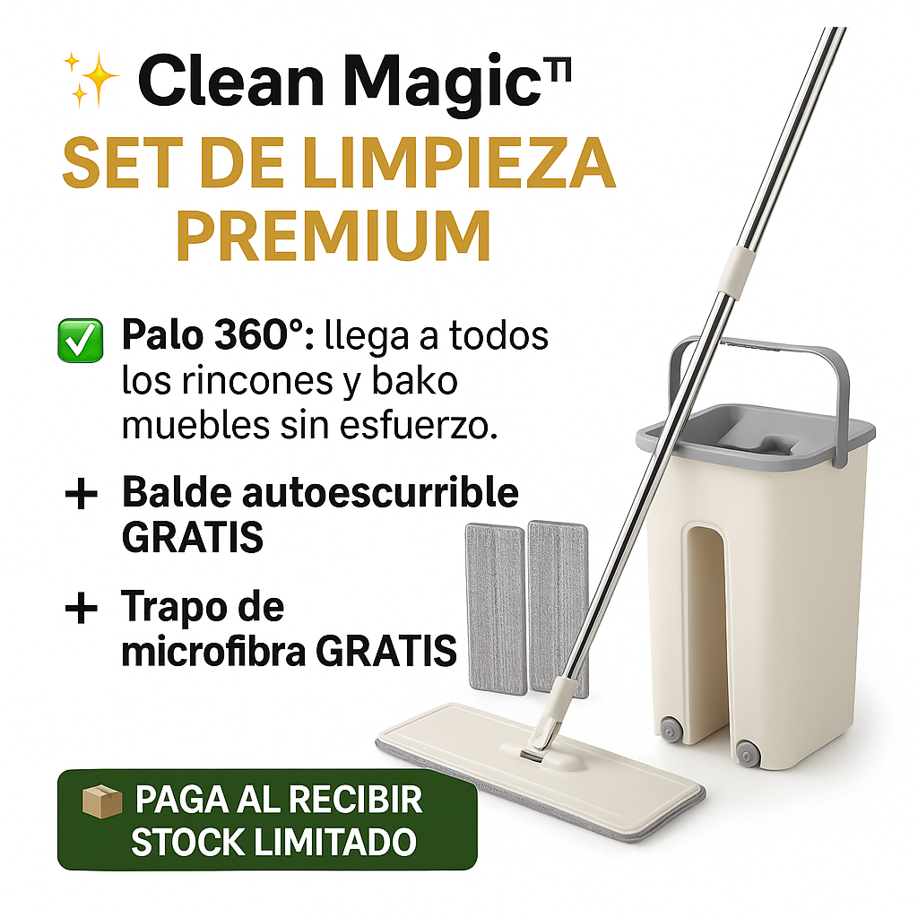 Clean Magic™ Palo 360° + Balde GRATIS + Trapo GRATIS