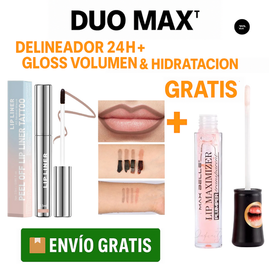 LIP DUO MAX™ 💋 Delineador 24H + Gloss Volumen & Hidratación ¡GRATIS!