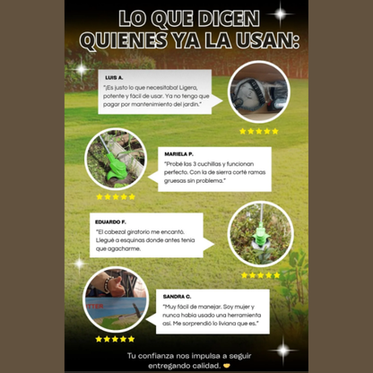 Cortadora de césped inalámbrica 3 en 1 + 11 piezas + 1 batería extra GRATIS