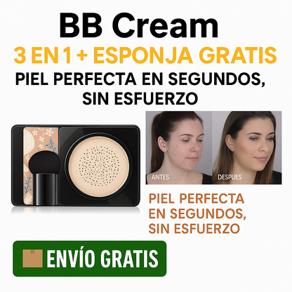 BB Cream 3 en 1 + Esponja GRATIS – Piel perfecta en segundos, sin esfuerzo